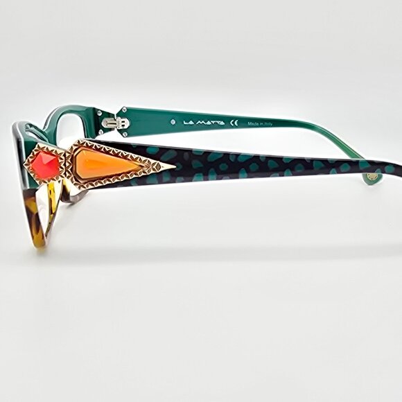 La Matta LM3144 Col. 3 Green Tortoise Eyeglasses Frame w/ Case Italy 53-16-135 - Picture 4 of 16